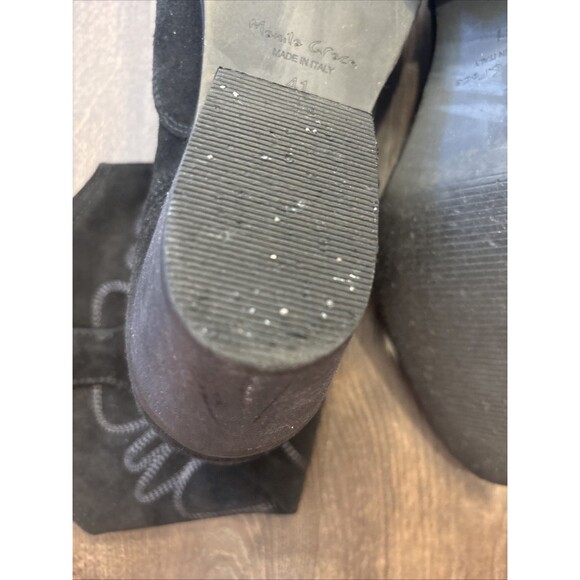 Manila Grace Black Western Suede Boots Size EU 41 US 10 Italy Zebra Interior - Picture 7 of 9